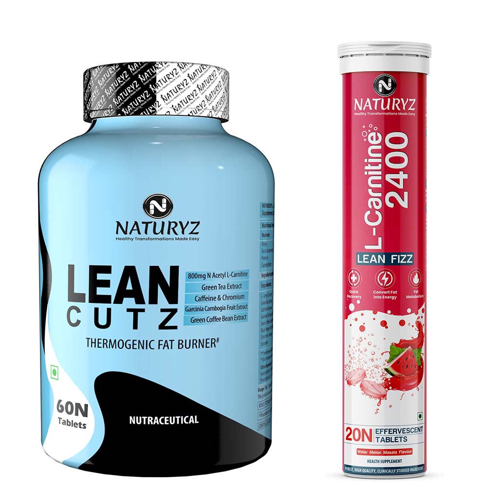 1 - Naturyz LEAN CUTZ Thermogenic Fat Burner 60 Tablets & L-Carnitine 2400 20 Tablets Combo,  2 Piece(s)/Pack  Unflavoured & Water Melon Masala 
