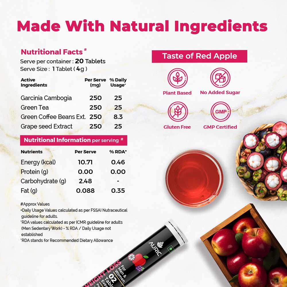 10 - Auric Weight Loss Effervescent Red Apple,  20 tablet(s) 