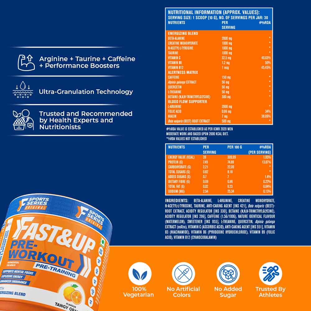 1 - Fast & Up Pre-Workout,  0.66 lb  Tangy Orange 
