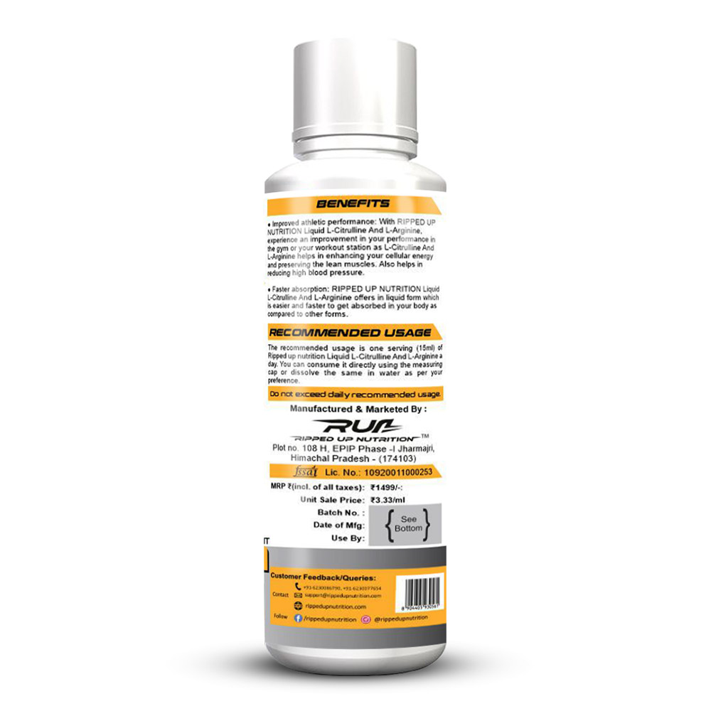 2 - Ripped Up Nutrition Liquid L-Citrulline & L-Arginine with Taurine Orange Mango,  450 ml 