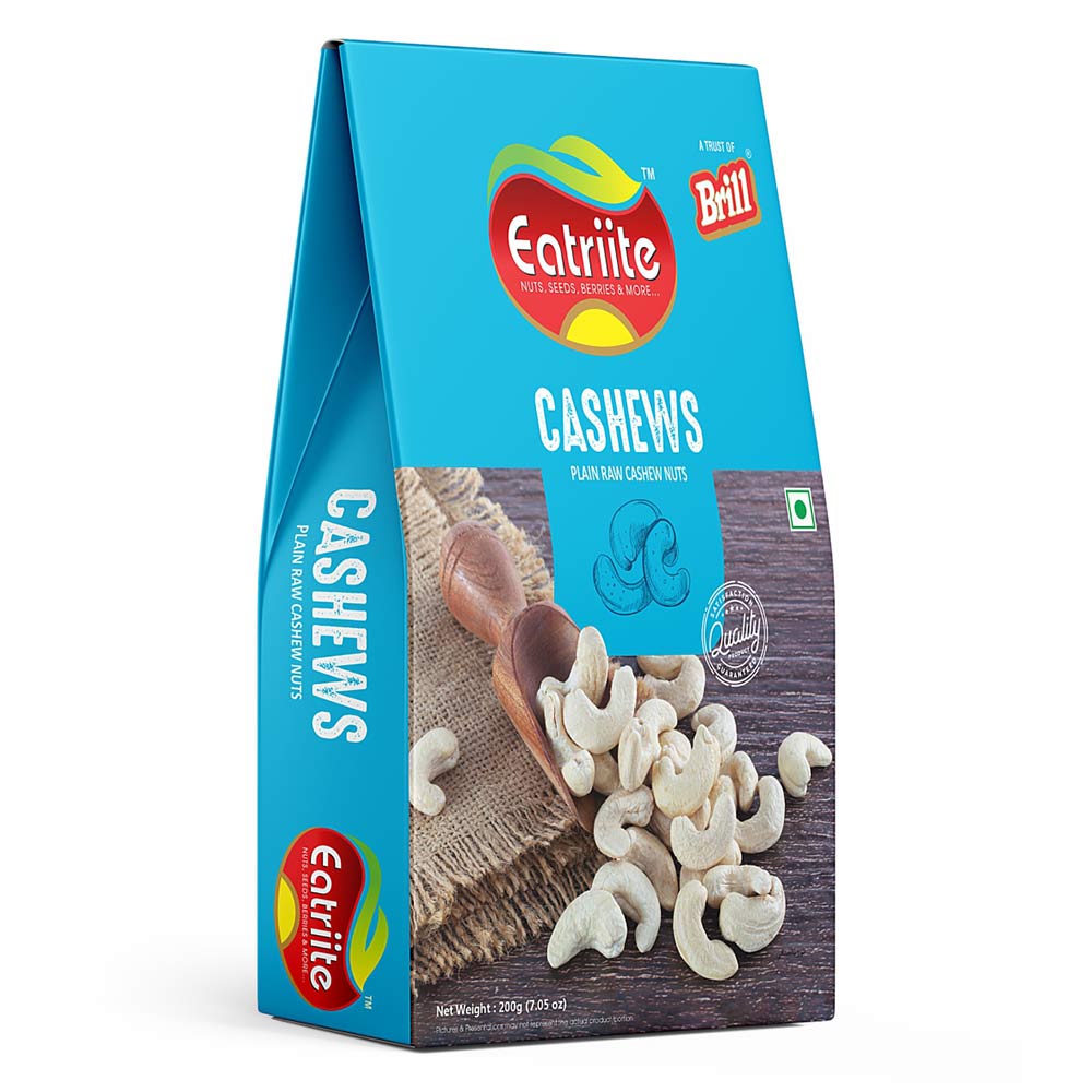 1 - Eatriite Plain Raw Cashews,  200 g  Unflavoured 