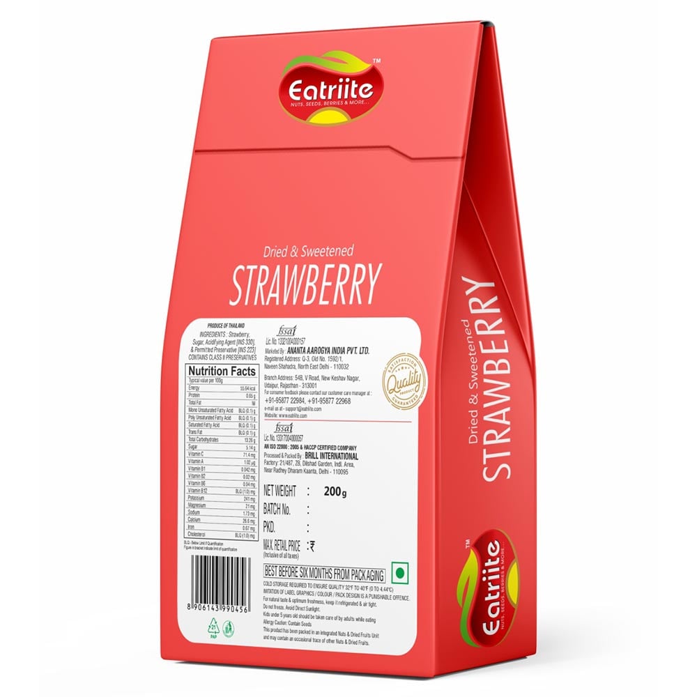 2 - Eatriite Dried & Sweetened Strawberries,  200 g  Natural 