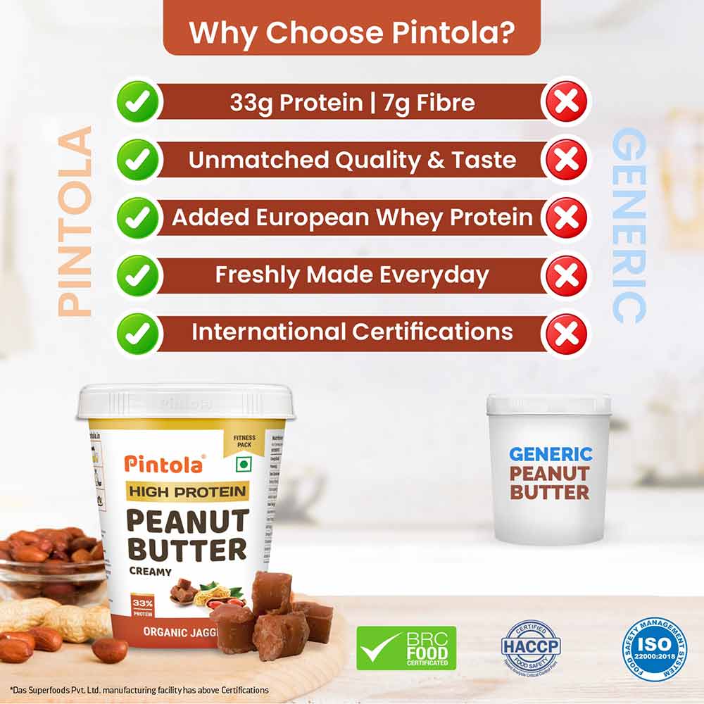 7 - Pintola High Protein Peanut Butter,  1 kg  Organic Jaggery Creamy 