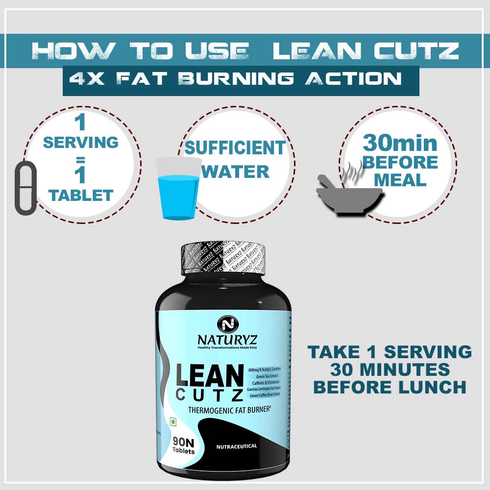 12 - Naturyz LEAN CUTZ Thermogenic Fat Burner 90 Tablets & Apple Cider Vinegar 20 Tablets Combo,  2 Piece(s)/Pack  Unflavoured & Apple 