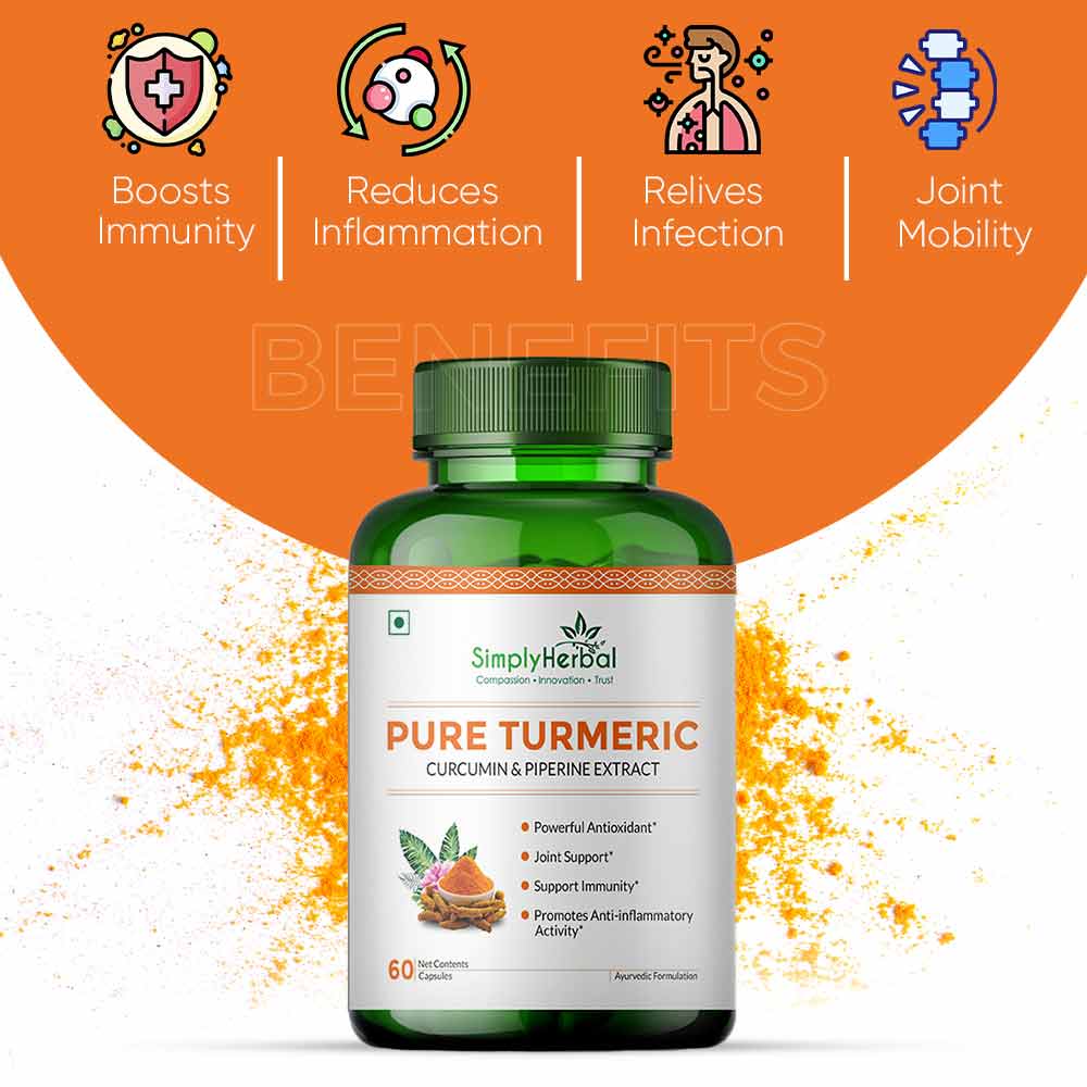 3 - Simply Herbal Pure Turmeric (Pack of 2),  60 capsules 