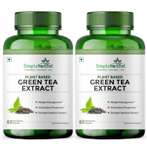 1 - Simply Herbal Green Tea Extract 500mg,  60 capsules  Unflavoured (Pack of 2) 