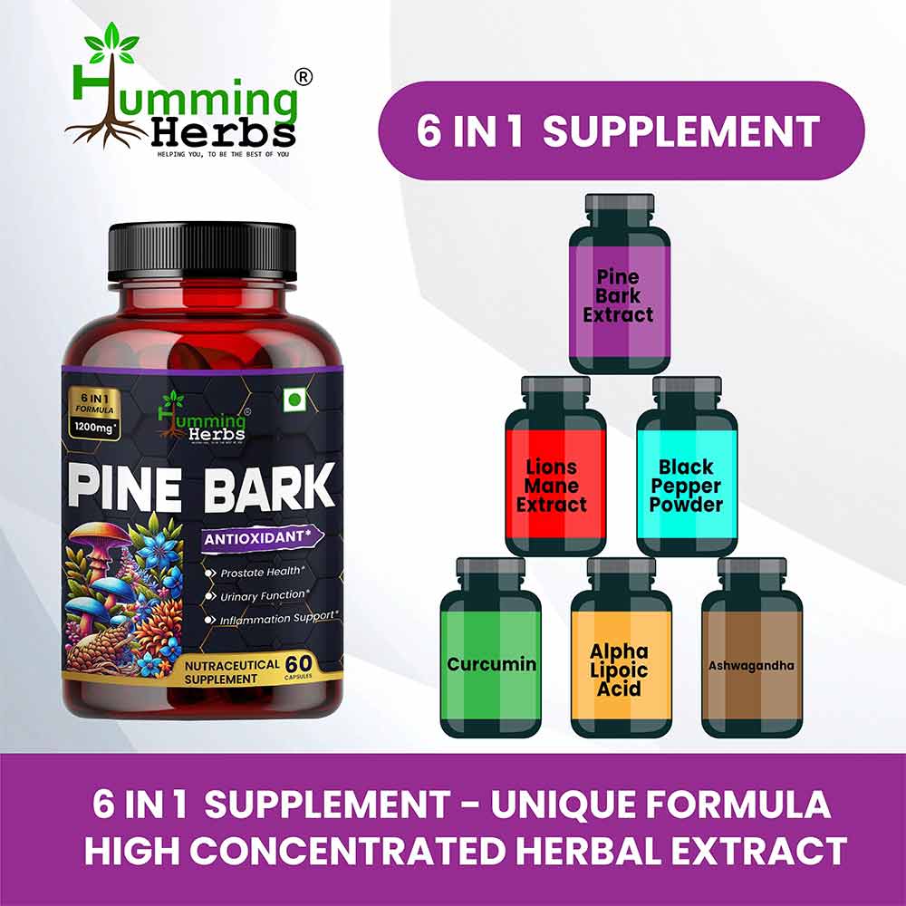 7 - Humming Herbs Pine Bark Extract 1200mg,  60 capsules 