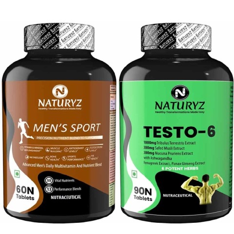 1 - Naturyz Men's Sport Daily Multivitamin 60 Tablets & Testo-6 90 Tablets Combo,  2 Piece(s)/Pack  Unflavoured 