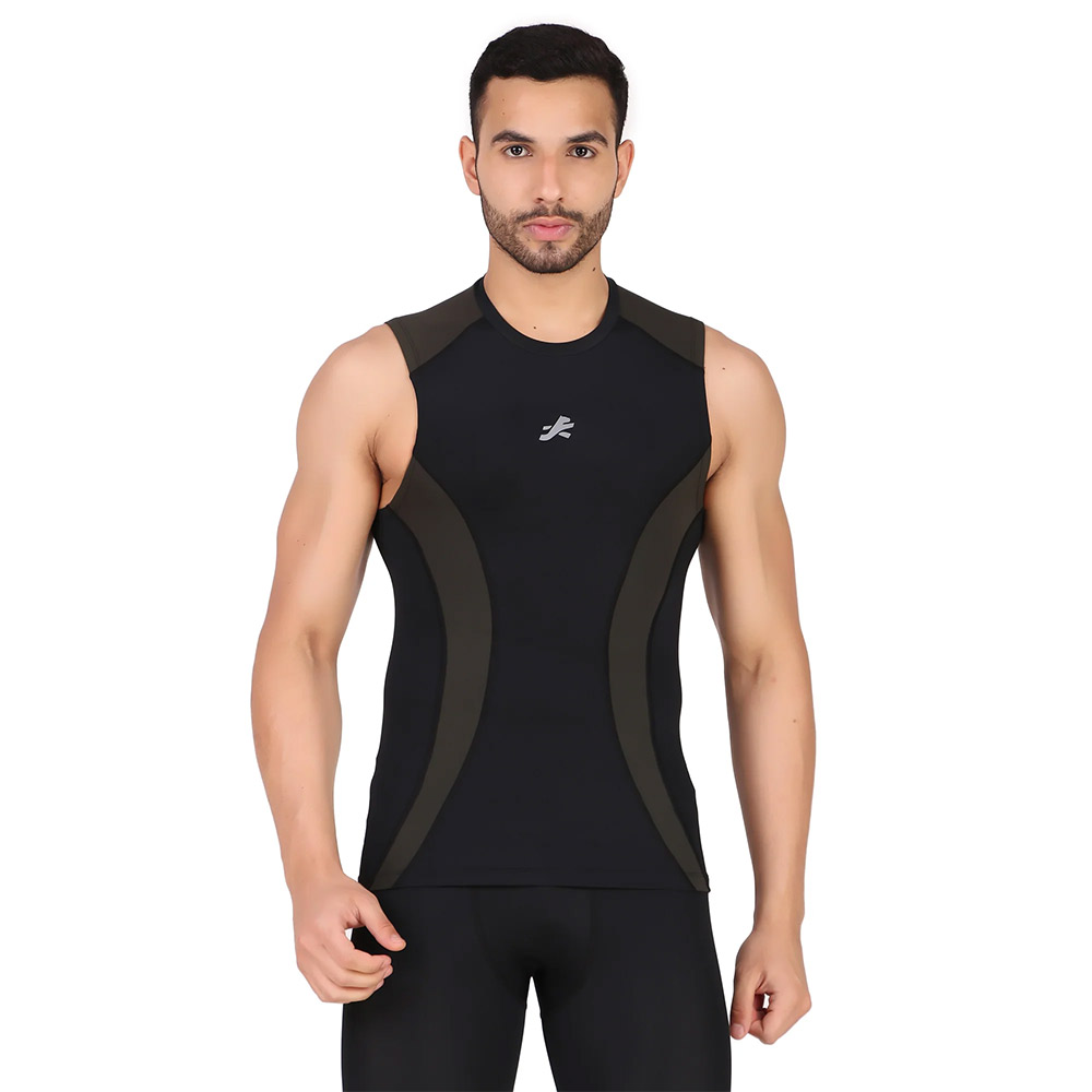 3 - Redesign Nylon DC Compression Cut Sleeve Tshirt,  Black/Green  3XL 