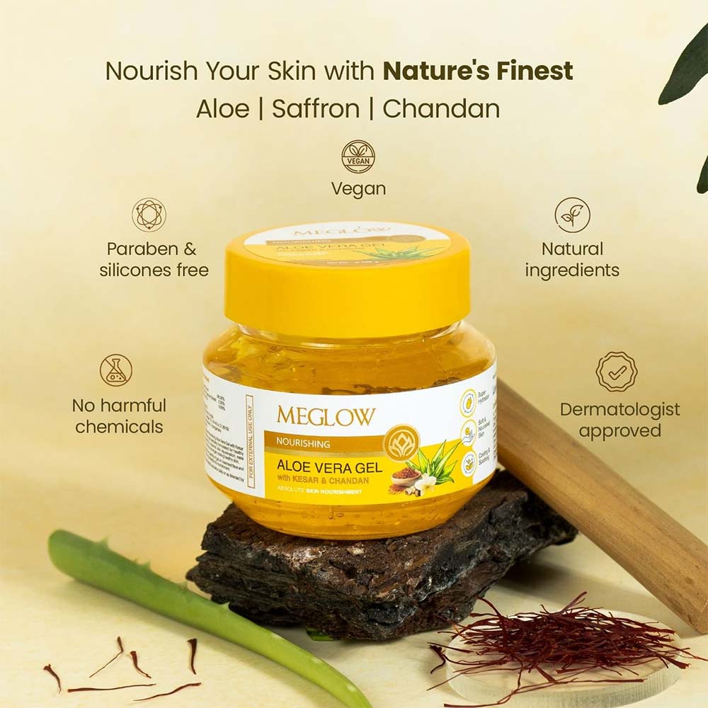 4 - Meglow Aloe Vera Gel,  100 g  with Kesar & Chandan (Pack of 2) 