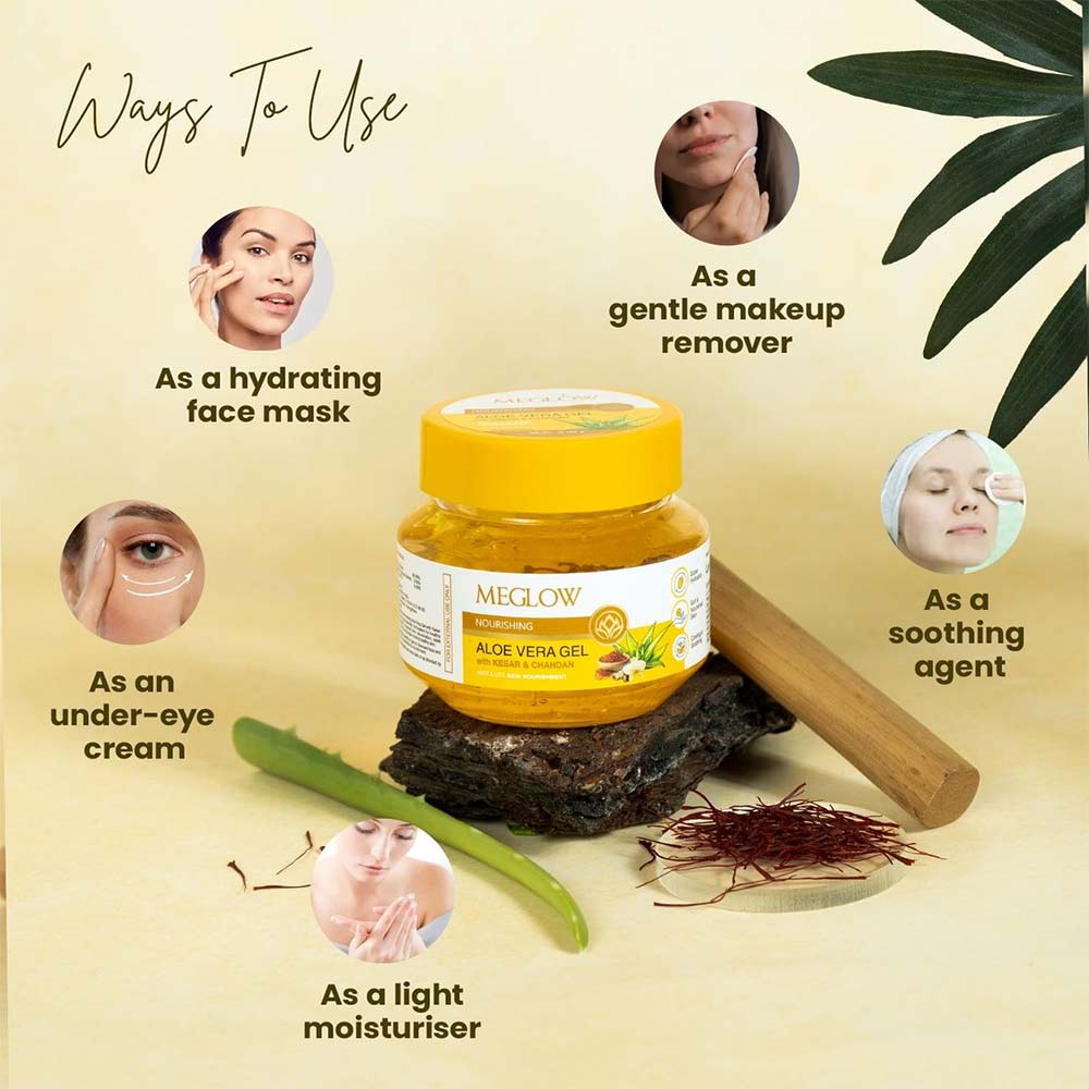 5 - Meglow Aloe Vera Gel,  100 g  with Kesar & Chandan (Pack of 2) 