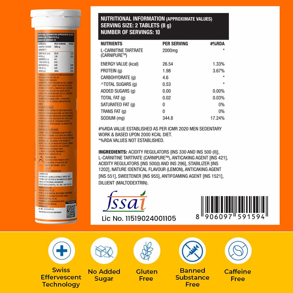 10 - Fast & Up Lean Body with L-Carnitine 2000mg,  20 tablet(s)  Lemon (Pack of 2) 