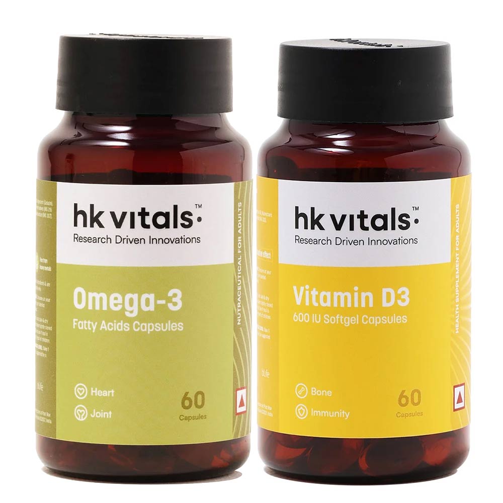 HK Vitals Vitamin D3 & Omega-3 60 Caps Combo by HealthKart