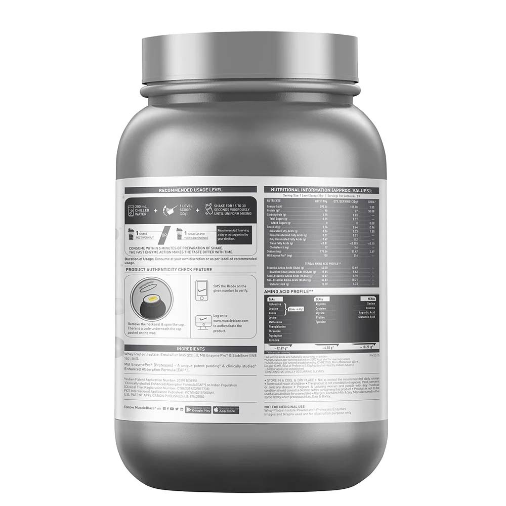 3 - MuscleBlaze Biozyme Iso-Zero Powder,  2.2 lb  Low Carb Unflavoured 