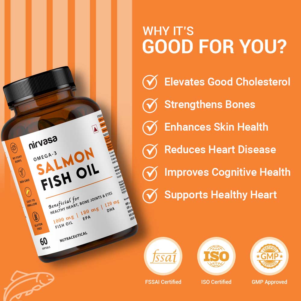 5 - Nirvasa Omega-3 Salmon Fish Oil (Pack of 3),  60 Soflets 