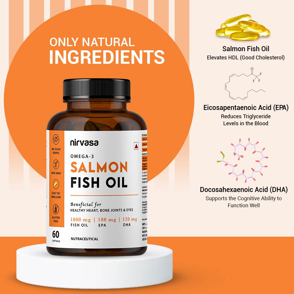 4 - Nirvasa Omega-3 Salmon Fish Oil (Pack of 4),  60 softgels 