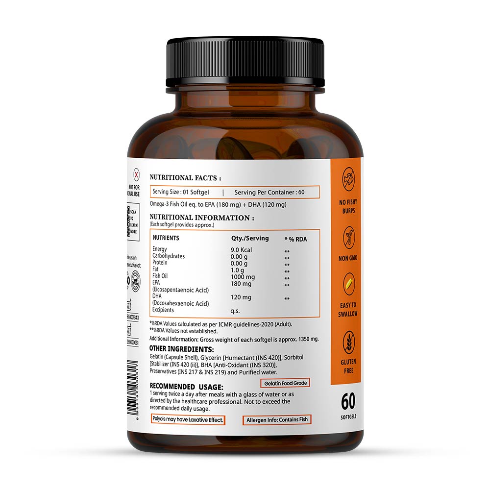 3 - Nirvasa Omega 3 Salmon Fish Oil,  60 softgels 