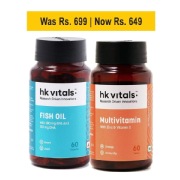 HealthKart Fish Oil 60 Softgels with Multivitamin 60 vegetarian tablets, 2 Piece(s)/Pack