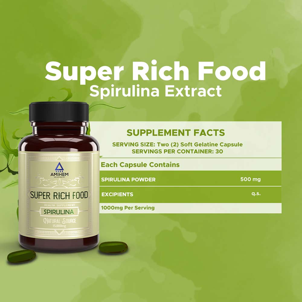 5 - Amihem Spirulina (Pack of 2),  30 capsules 