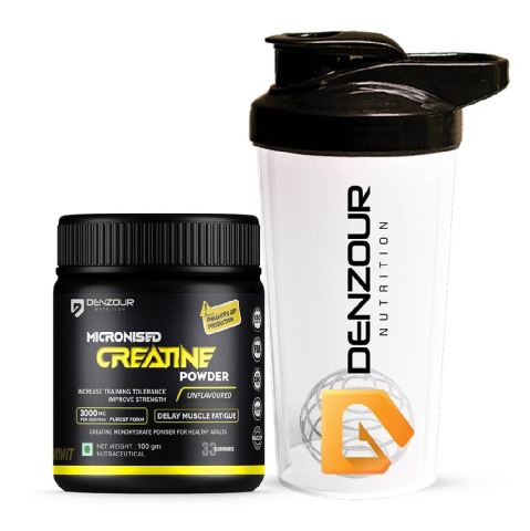 1 - Denzour Nutrition Micronised Creatine Powder,  Unflavoured (with 500ml Shaker)  0.22 lb 