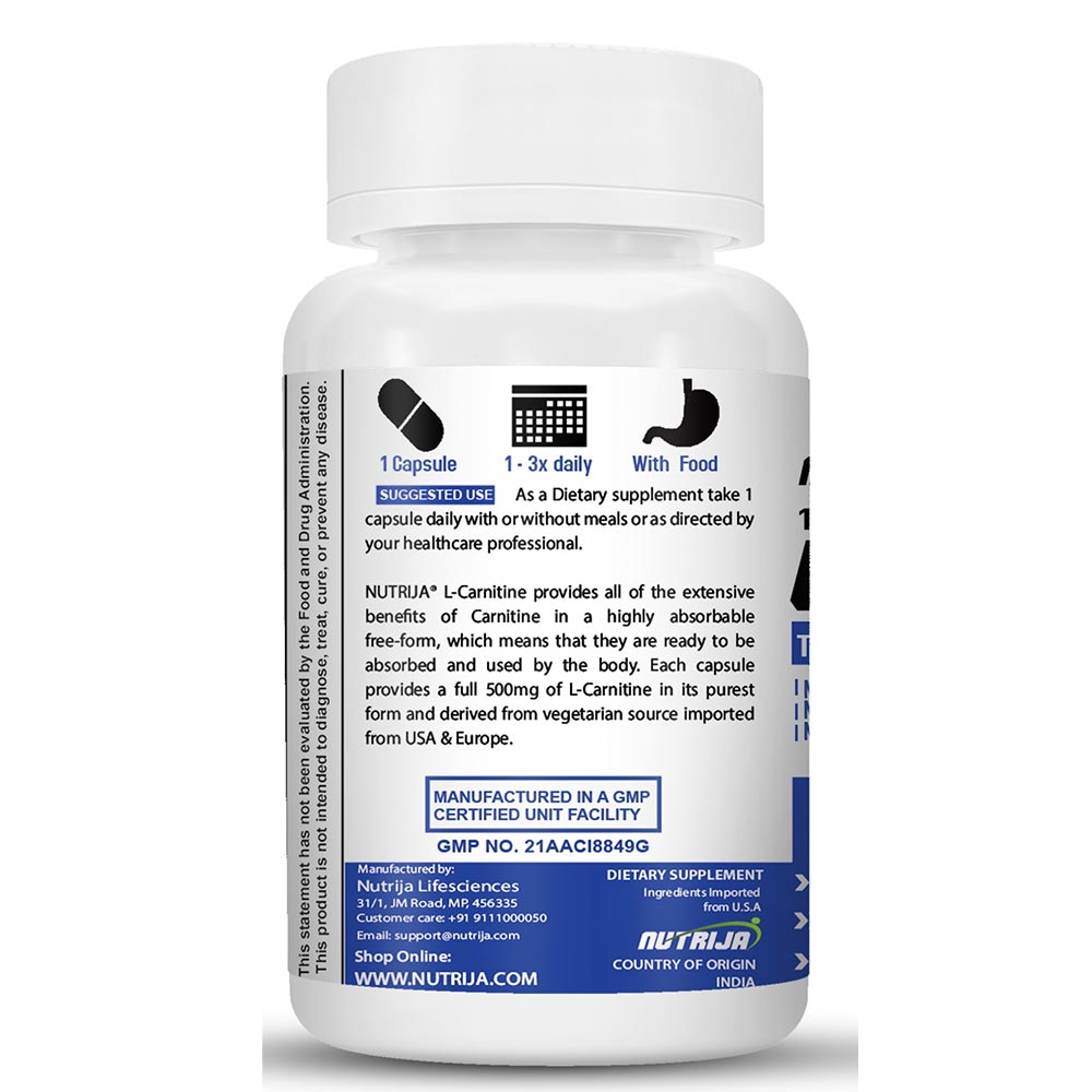 2 - NutriJa L-Carnitine,  60 capsules  Unflavoured (Pack of 2) 