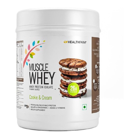 1 - Healthfarm Muscle Whey,  1.1 lb  Cookie & Cream 