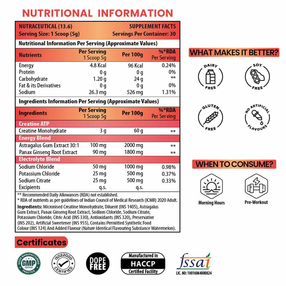 10 - Naturyz Creatine ATP Energy Blast,  Watermelon  0.33 lb 