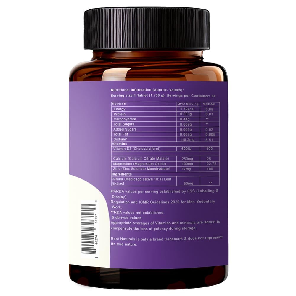 2 - Best Naturals Calcium, Magnesium, Zinc + Vitamin D3,  60 tablet(s)  Unflavoured 