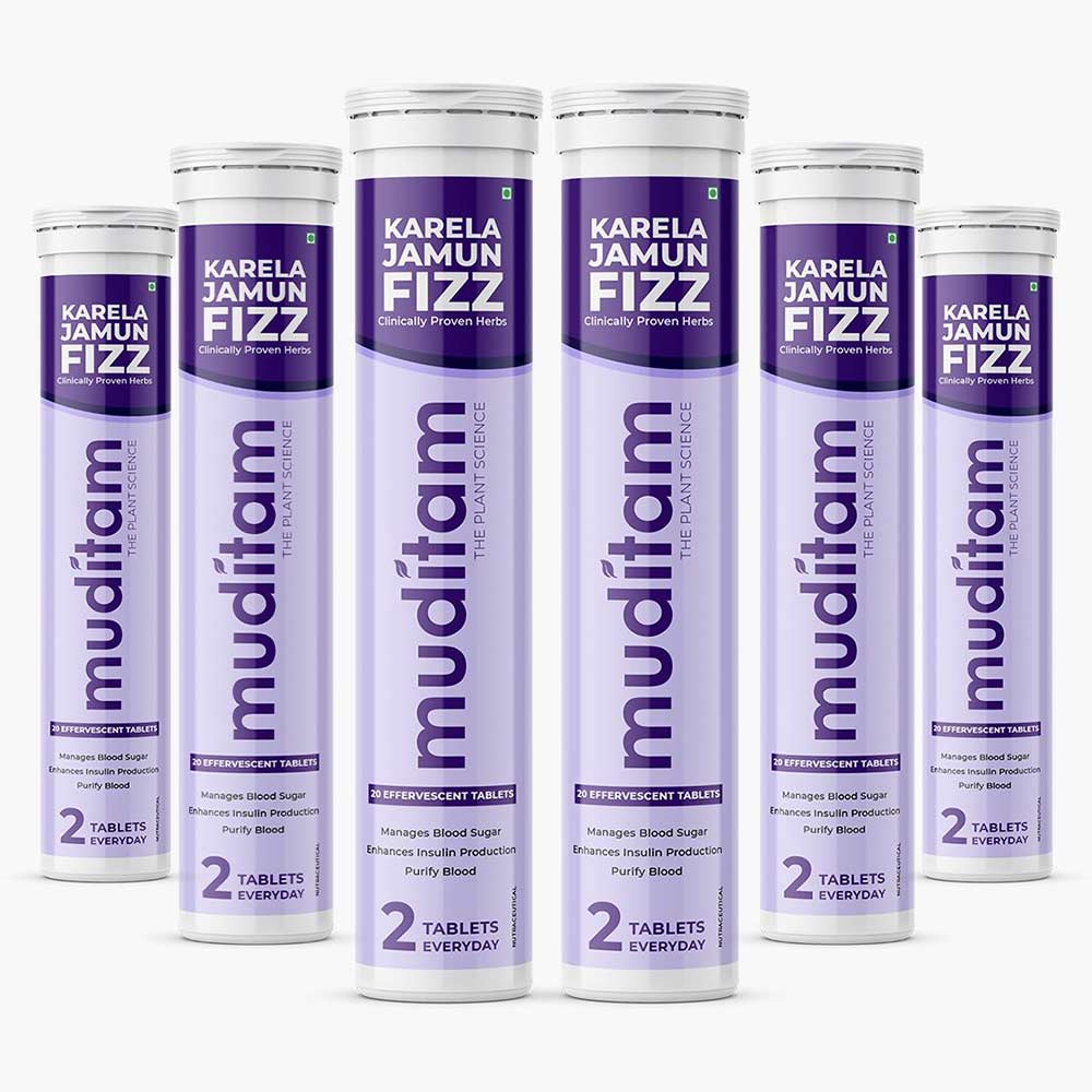 Muditam Karela Jamun Fizz,  Unflavoured (Pack of 6)  20 tablet(s) -image-38
