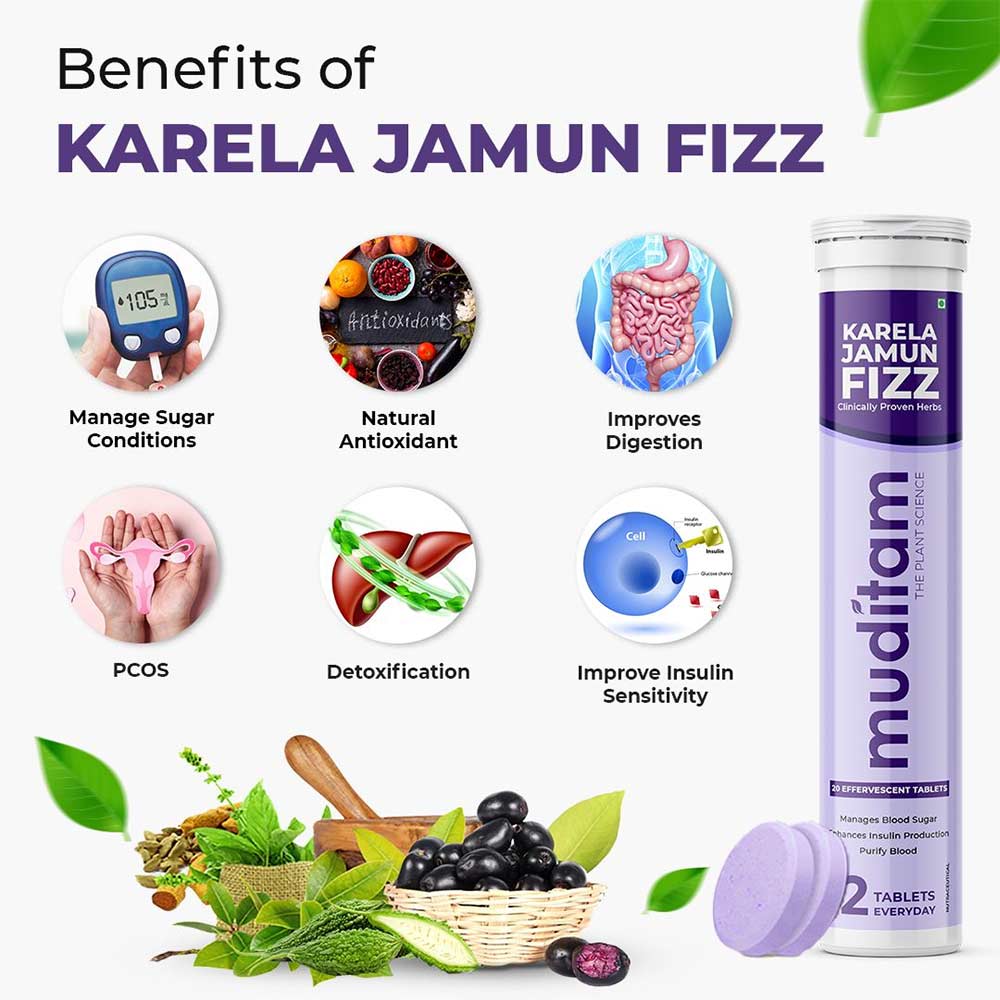 3 - Muditam Karela Jamun Fizz,  Unflavoured (Pack of 12)  20 tablet(s) 
