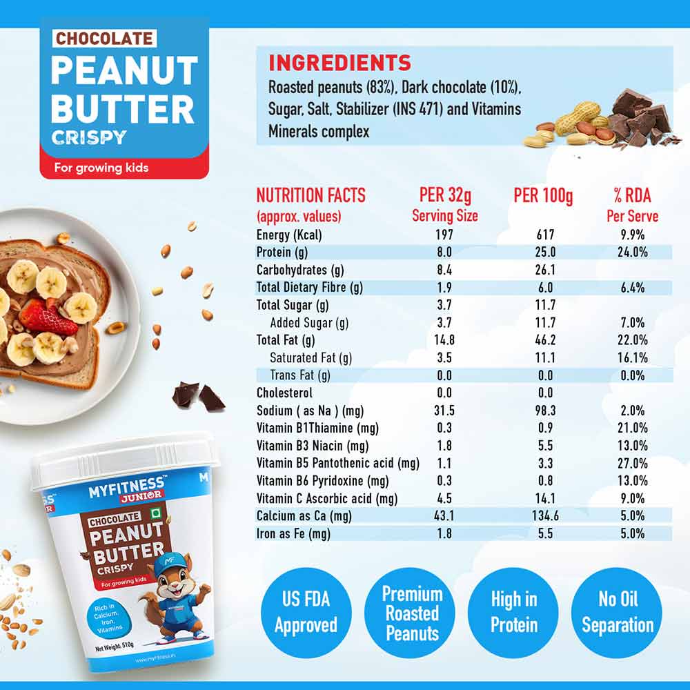 4 - Myfitness Chocolate Peanut Butter Junior,  510 g  Crispy 