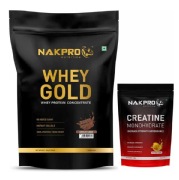 Nakpro Whey Gold Protein Concentrate- 2.2 lb Chocolate with Creatine Monohydrate 0.22 lb Fruit Punch