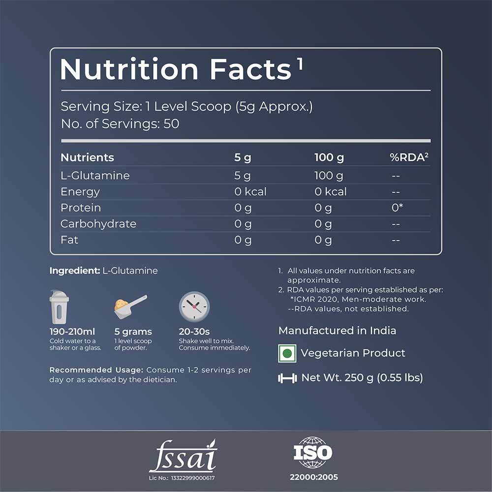 4 - Nutrabay Pure 100% Glutamine Amino Acid,  0.55 lb  Unflavoured 
