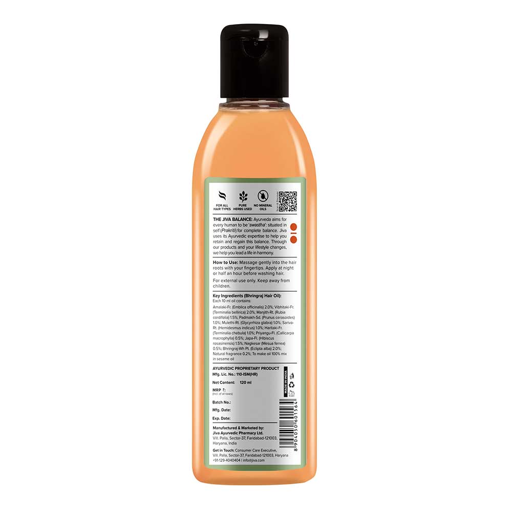 2 - Jiva Ayurveda Bhringraj Hair Oil,  120 ml  for All Hair Types (Pack of 2) 