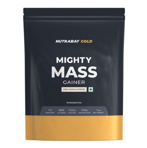 2 - Nutrabay Gold Mighty Mass Gainer,  2.2 lb  Rich Vanilla Creme 