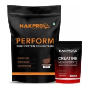 Nakpro Perform Whey Protein Concentrate 2.2 lb & Creatine Monohydrate 0.22 lb Combo- 2 Piece(s)/Pack Chocolate & Unflavoured
