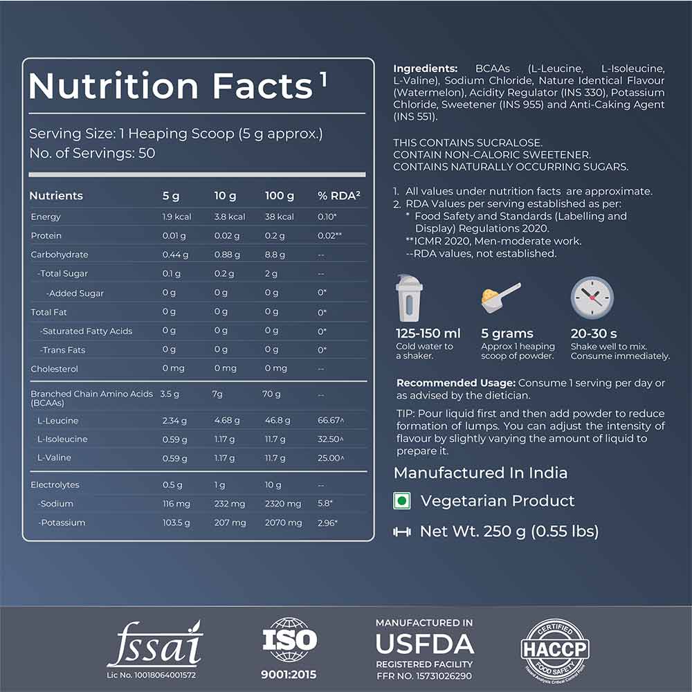 4 - Nutrabay Gold 4:1:1 BCAA Amino Acid,  0.55 lb  25 Servings  Watermelon 