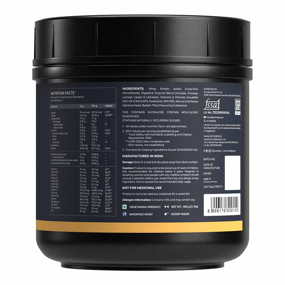 3 - Nutrabay Gold Isolate Whey Protein,  1.1 lb  Kesar Badam Pista 