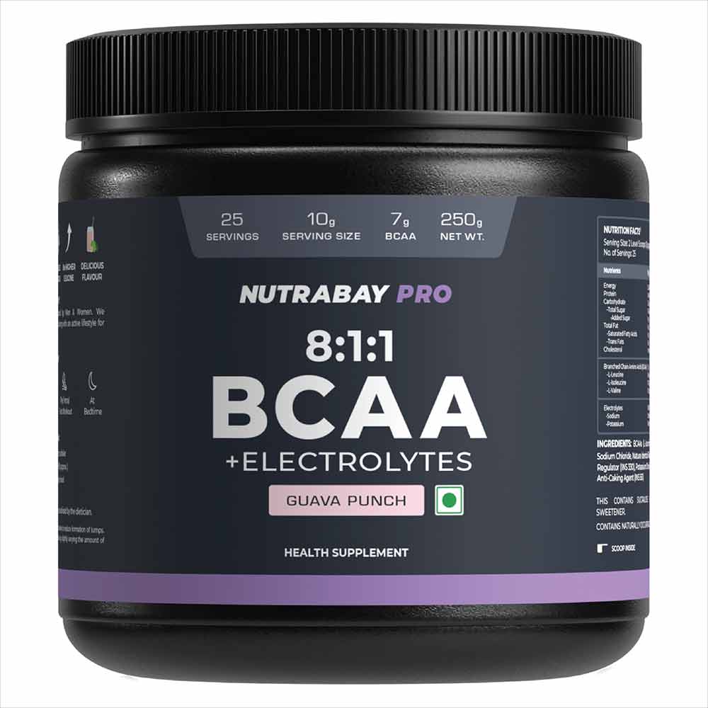1 - Nutrabay Pro 8:1:1 BCAA + Electrolytes,  0.55 lb  25 Servings  Guava Punch 