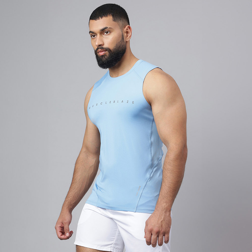 3 - MuscleBlaze Air Tech Compression MuscleTank,  Dusk Blue  Small