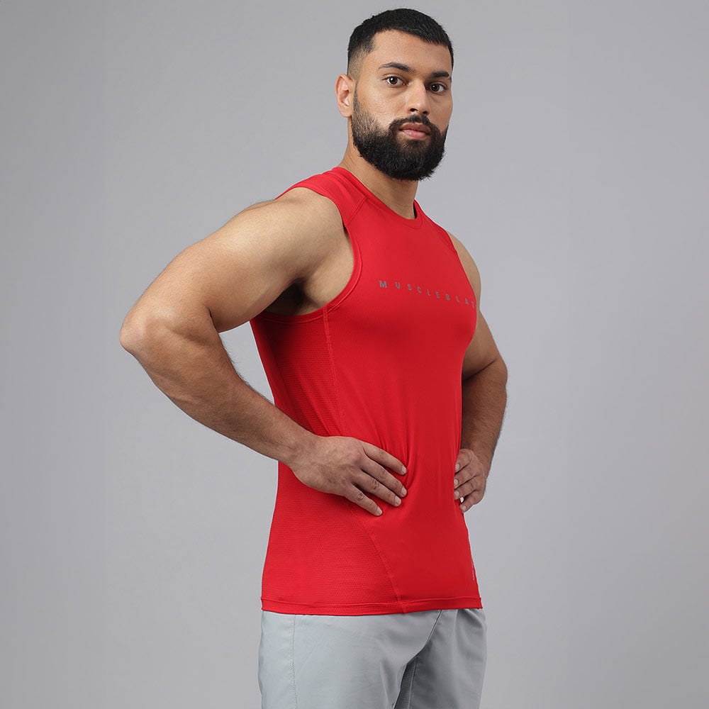 4 - MuscleBlaze Air Tech Compression MuscleTank,  Red  Large