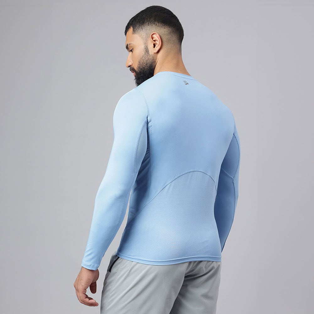 5 - MuscleBlaze Air Tech Compression MuscleTee Full Sleeve,  Dusk Blue  Large