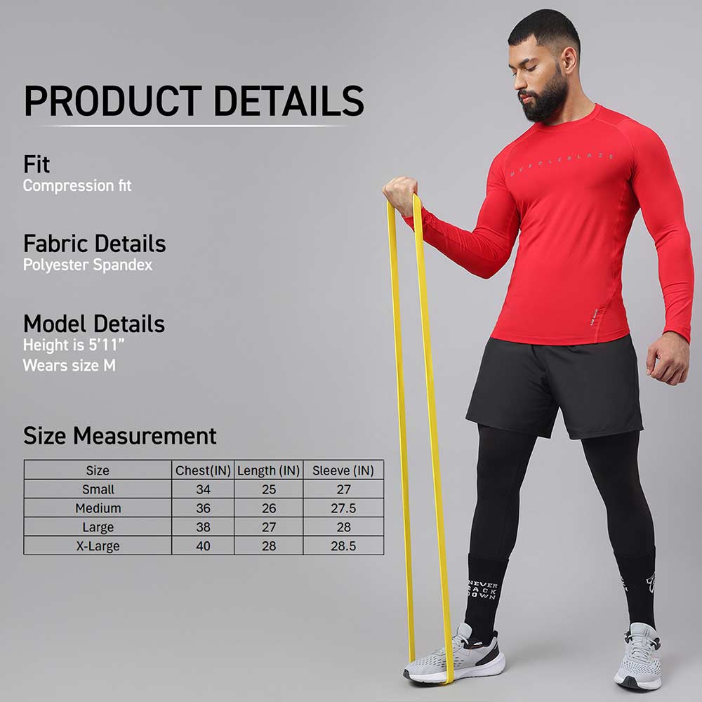 6 - MuscleBlaze Air Tech Compression MuscleTee Full Sleeve,  Red  X-Large