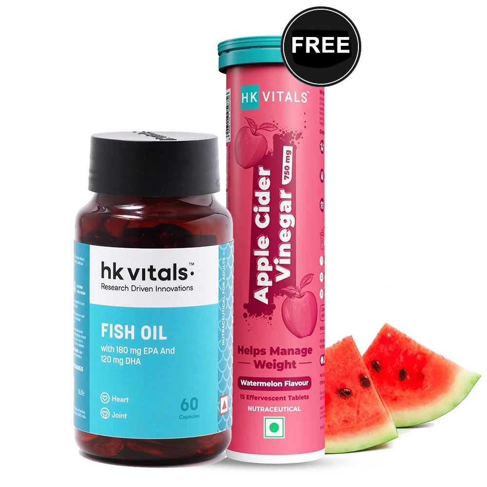 HK Vitals Fish Oil 60 Caps with 15 Tabs ACV Effervescent