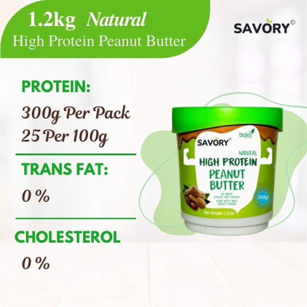 3 - Savory Natural High Protein Peanut Butter,  1.2 kg  Natural 