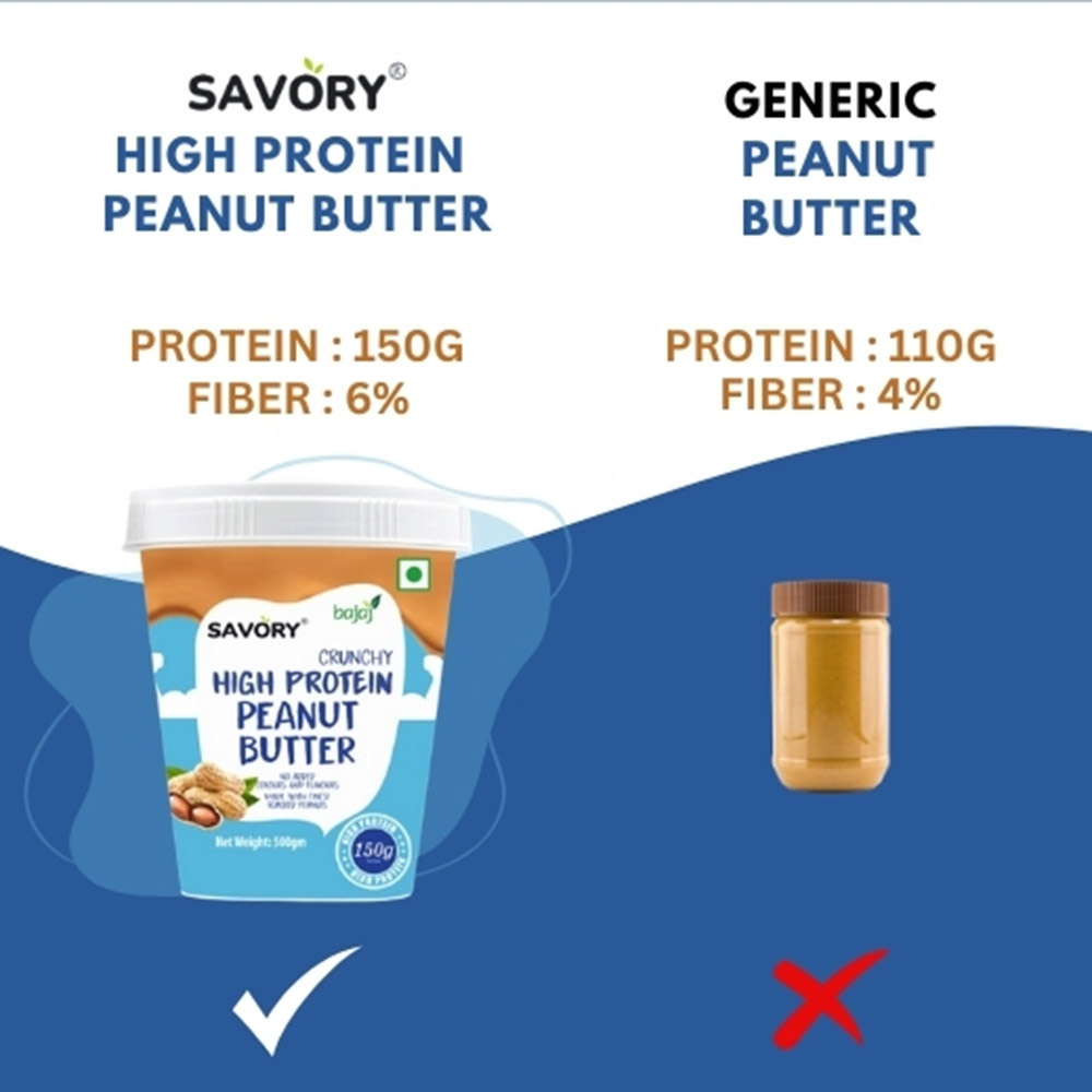 7 - Savory High Protein Peanut Butter,  500 g  Crunchy 