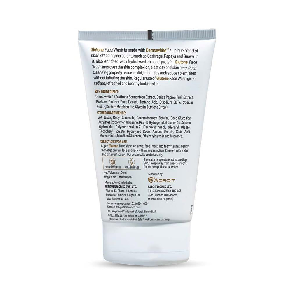 2 - Glutone Dermawhite & Hydrolyzed Almond Protein Face Wash,  100 ml  for Effective & Safe Skin Lightening (Pack of 6) 