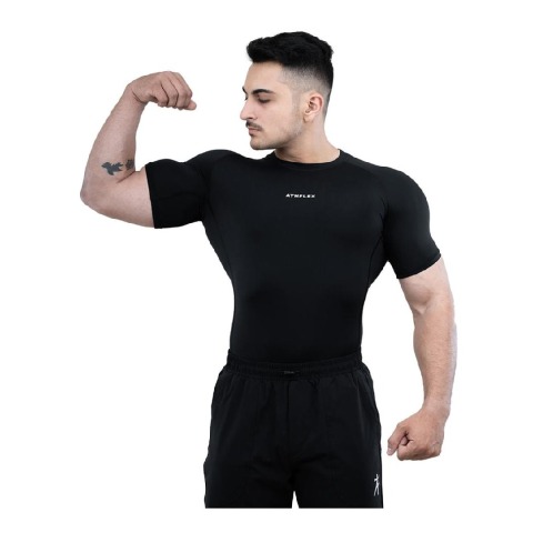 1 - Athflex Men's Half Sleeve Ace Compression T-Shirt,  Small  Black 