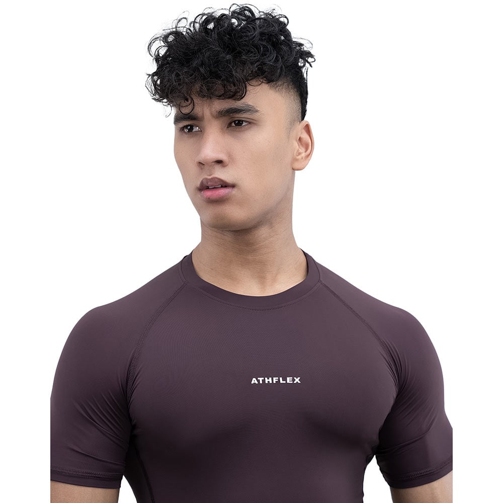 5 - Athflex Men's Half Sleeve Ace Compression T-Shirt,  Large  Aubergine 