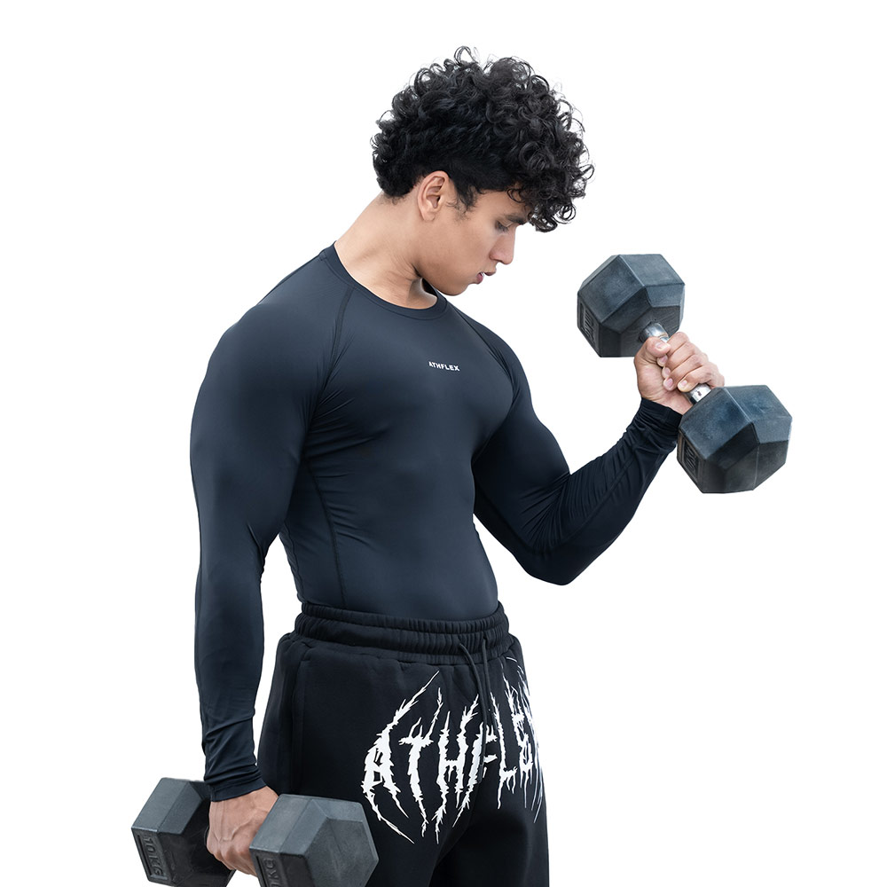 3 - Athflex Men's Full Sleeve Ace Compression T-Shirt,  XXL  Black 